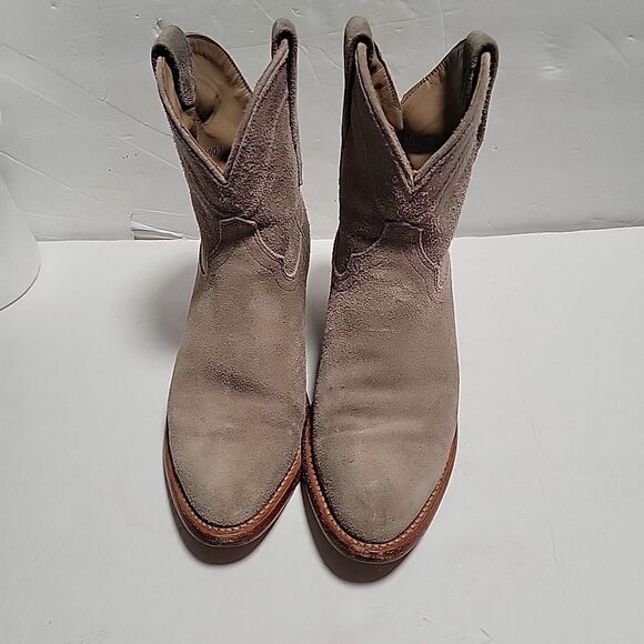 Tecovas The LUCY Suede Calfskin Cowgirl Bootie Women Size 8 B  Granite Beige - Picture 2 of 7